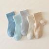 5 Pair Cartoon Car Baby Mesh Socks Summer Thin Breathable Middle Tube Socks Solid Color Cotton Kids Casual Socks for Boy Girl