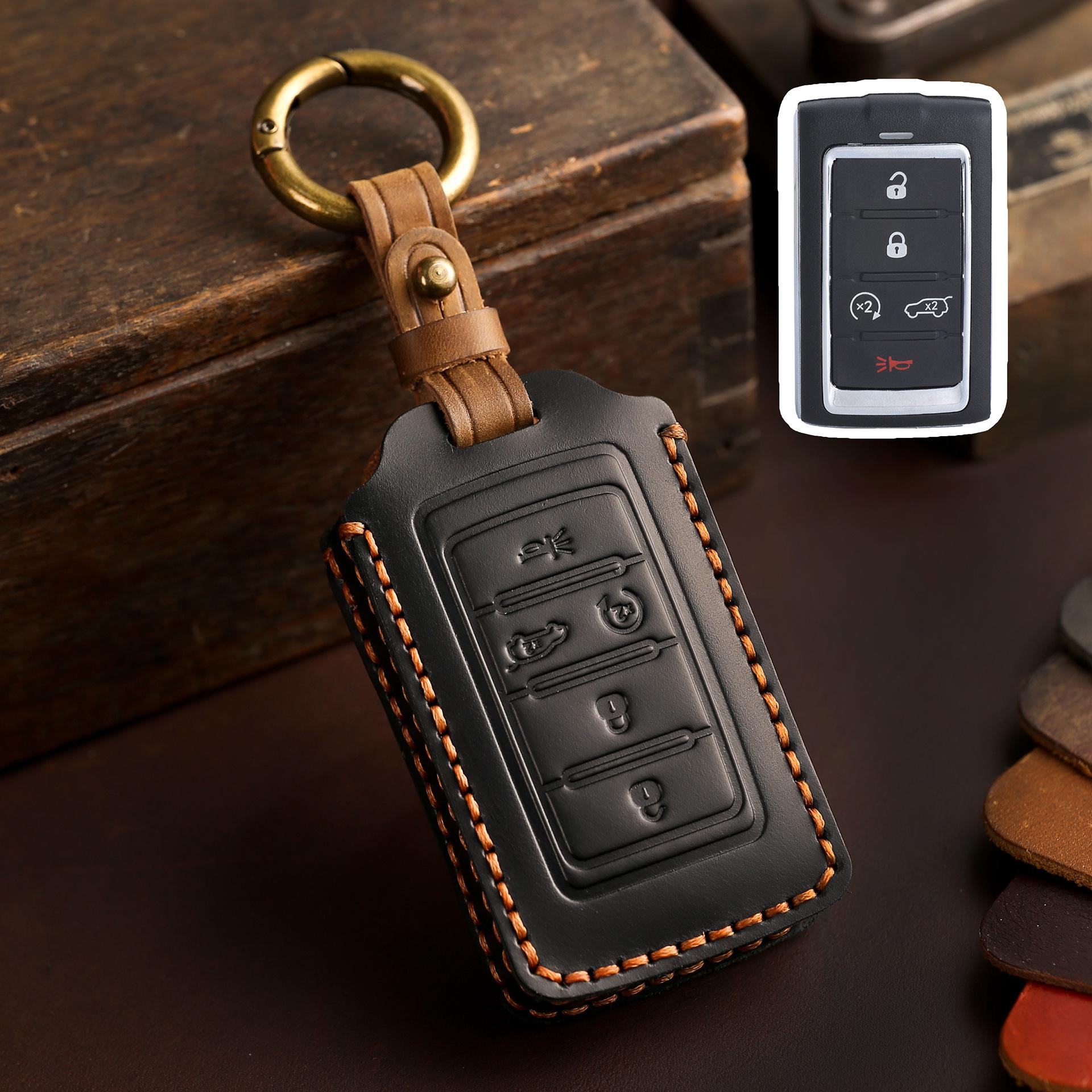 

For Dodge Ram 1500 Ram1500 Ram2500 Trx Chrysler Couve Dodge Jeep Grand Cherokee Leather Car Key Fob Cover Case