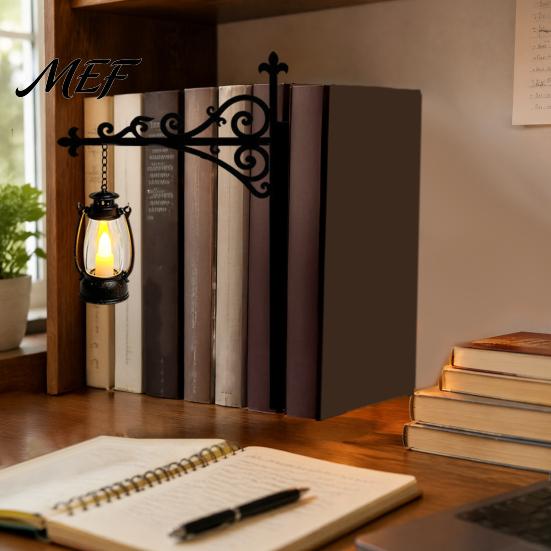 Space Saving Bookend Lamp Library Lantern Mini Bookshelf Lamp, Vintage Hanging Light with Warm Glow, Decor for Bedroom Decorative Home Study