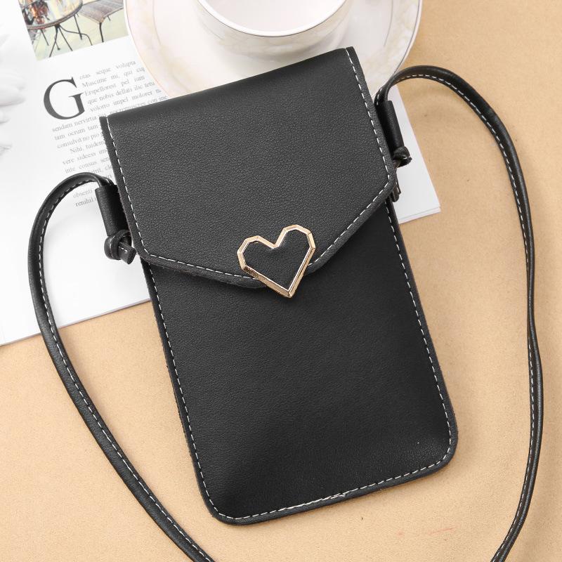 Lock Crossbody Transparent Mobile Phone Wallet Female Solid Color Buckle Small Wallet