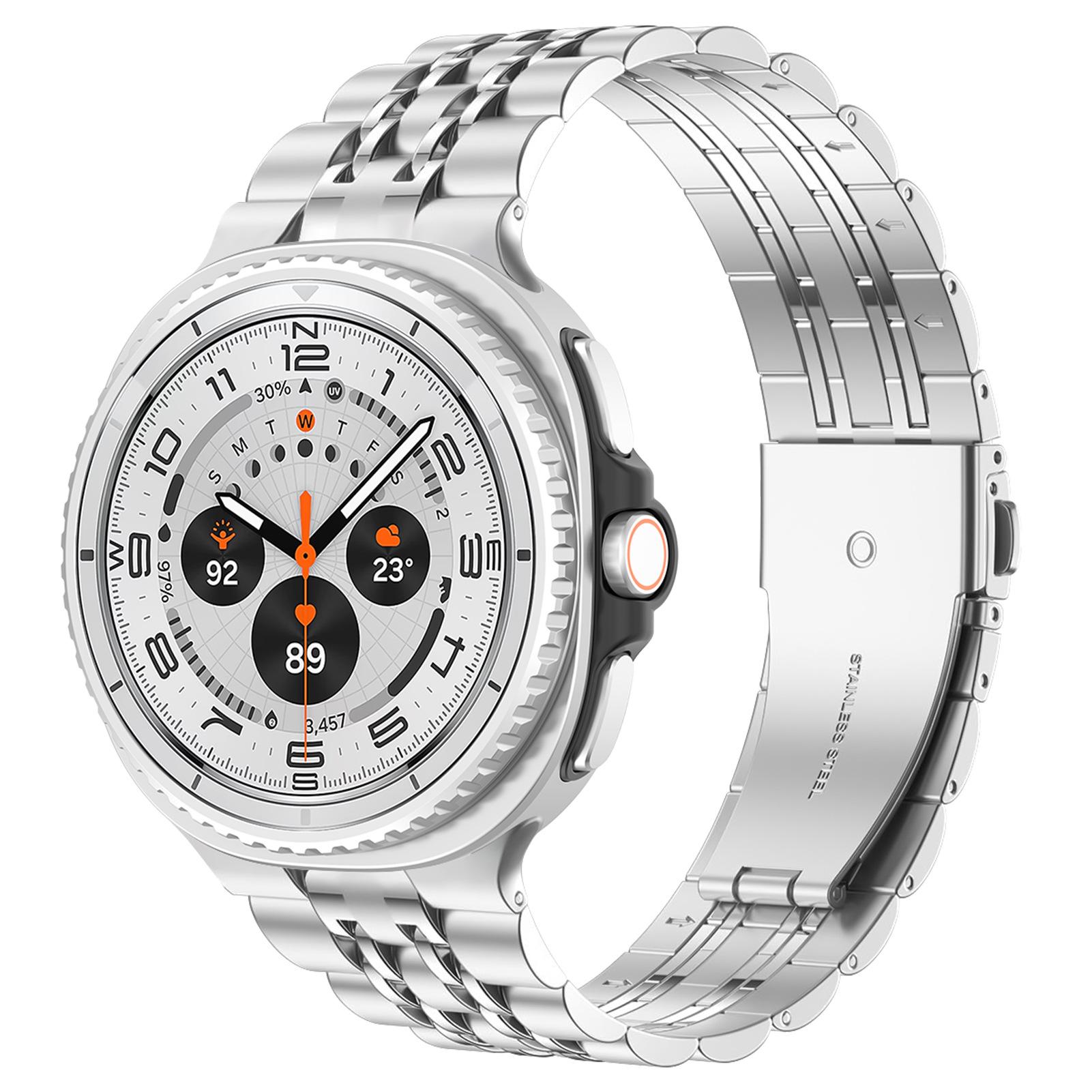 Ремешки из нержавеющей стали для Samsung Galaxy Watch 8 44 мм 40 мм Роскошный металлический браслет-звено Correa Galaxy Watch 8 Classic 46 мм Galaxy 8 44mm 40mm серебряный