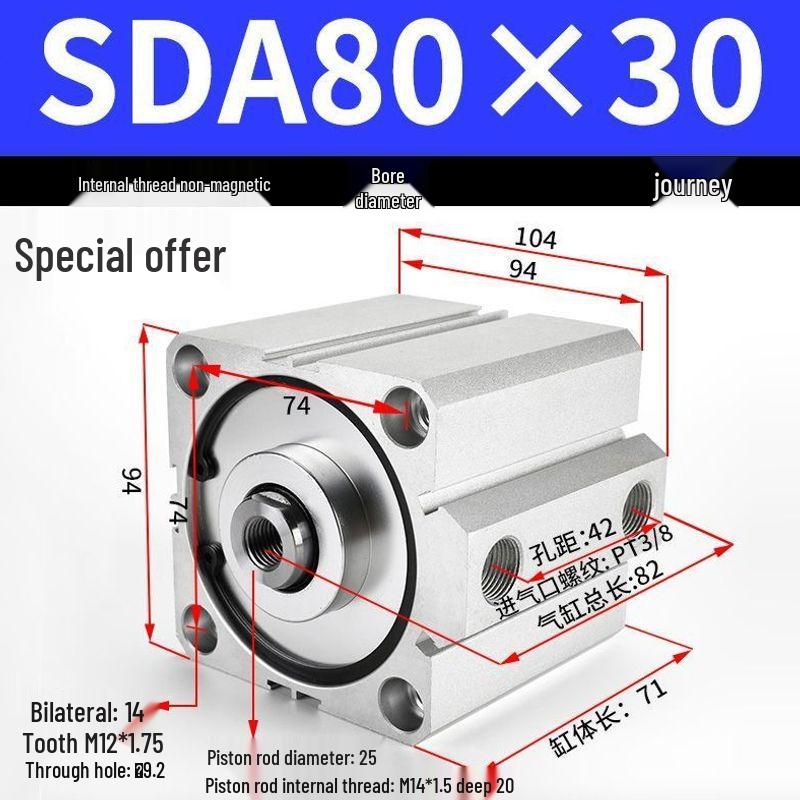 SDA Series Pneumatic Cylinders: Sizes 12 to 100mm, Stroke 35 to 90mm