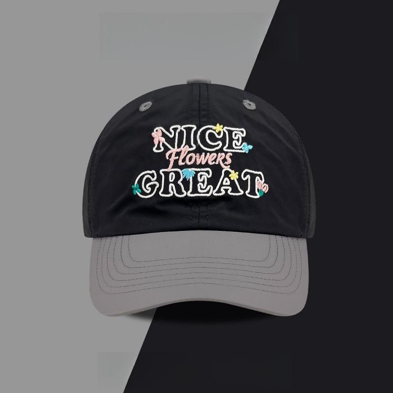 2026 Korean Dopamine Color Block Letter Embroidery Baseball Cap Unisex Face Slim UV Sun Peaked Hat