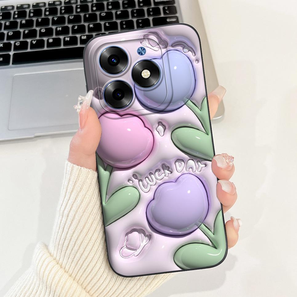 Luxus Modische Rückabdeckung Für Tecno Spark GO 2024 BG6 Hülle Weiches Silikon SparkGO 2024 Handyhülle Hase Katze Blume Panda Funda