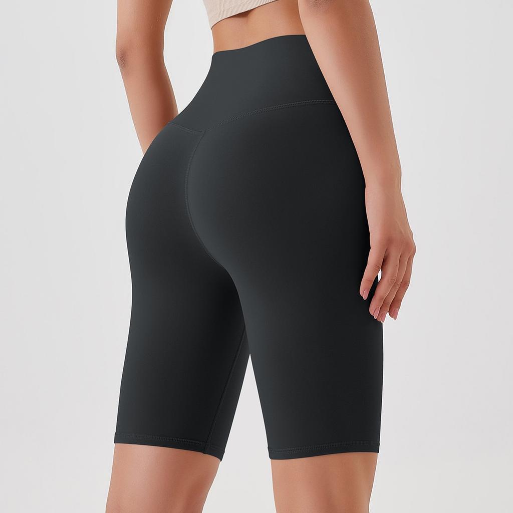 Women's Casual, Sexy And Comfortable Color Double-sided Brushed Tight High-waist Elastic Sports Fitness Five-point Yoga Pants