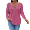 2025 Autumn/Winter European & American Plus Size Zipper Ribbed Long-Sleeve Women's Top