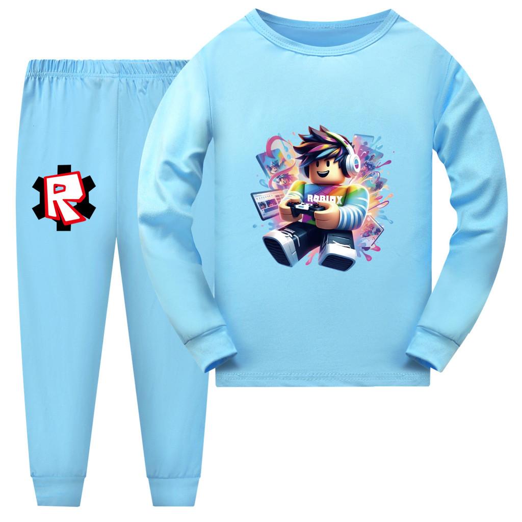 5529 Kids Boys Girls Game Cartoon Print Long Sleeves T-shirt Pants Pajamas Sleepwear Sleeping Sets