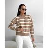 European and American Striped Knitted Round Neck Pullover Long Sleeve Bottoming Shirt Outdoor Sweater Women Knitted Sweater