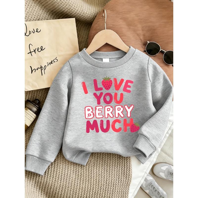 European Sizes Cute Print Pattern 0-3 Years Old Kid Comfortable Spring Autumn Thin Round Neck Sweatshirt Strawberry Design Suitable for Outdoor Wear