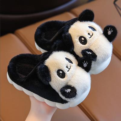 New Cute Children's Cartoon Panda Winter Slippers Comfortable Warm Cotton Shoes Boys Girls Indoor Home Fluffy Slippers