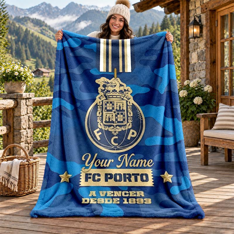 Coperta di Flanella Personalizzata FC Porto Morbida Calda Coperta Plaid in Peluche Regalo Personalizzato per Famiglia Amici