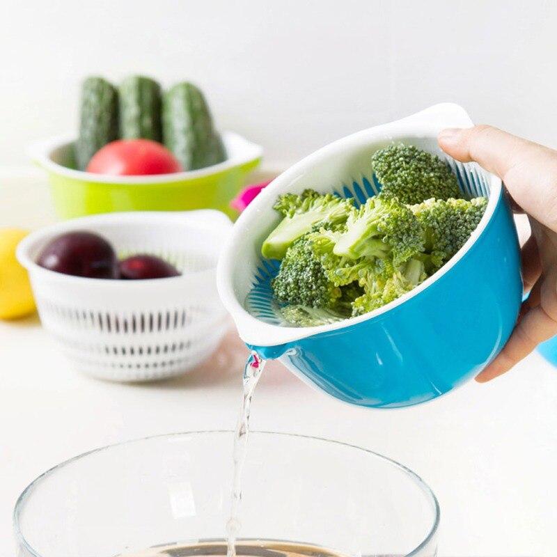 Creative Multi-Functional Double-Layer Drainage Basket, Plastic Vegetable Washing Basket, Vegetable And Fruit Drainage Storage B