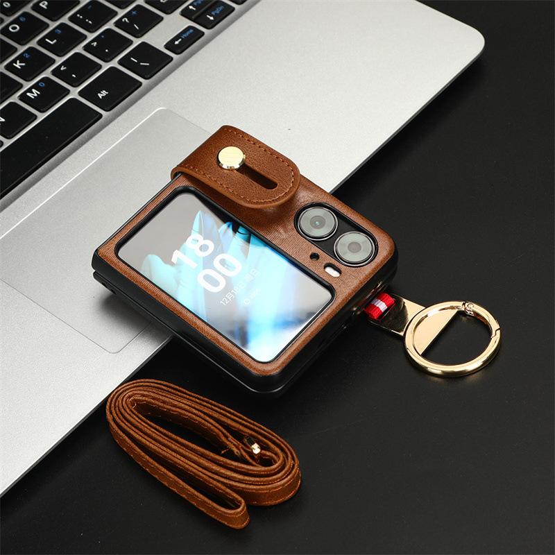 

Ring Wrist Strap Phone Case Leather Cover for OPPO Find N2 Flip 5G CPH243 N2flip Findn2flip Crossbody Lanyard Shoulder Strap Honor50 Nova 9