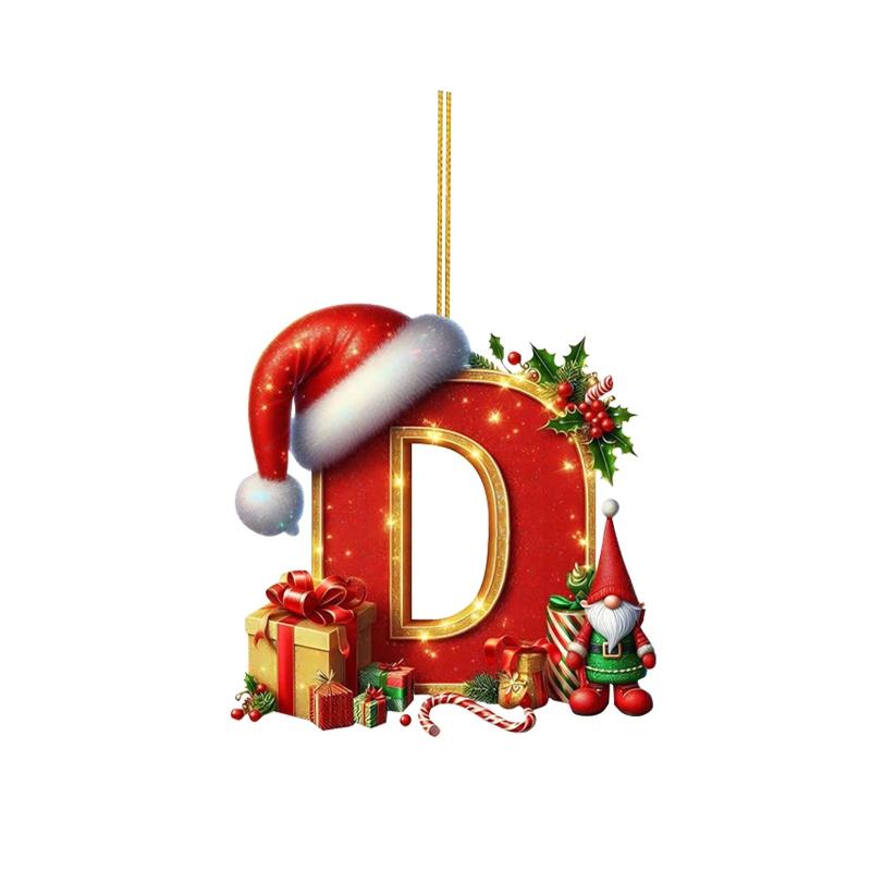 Christmas 26 Letters Ornament Flat Hanging Pendant Personalized Holiday Festive Tree Decor Gift For Christmas Party Ornament