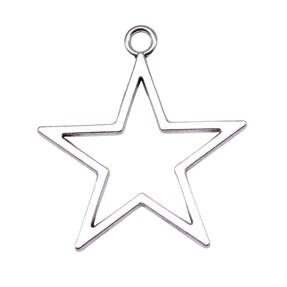 Nested Star Charms Multi Color Alloy Pendants For Double Star Themed Jewelry