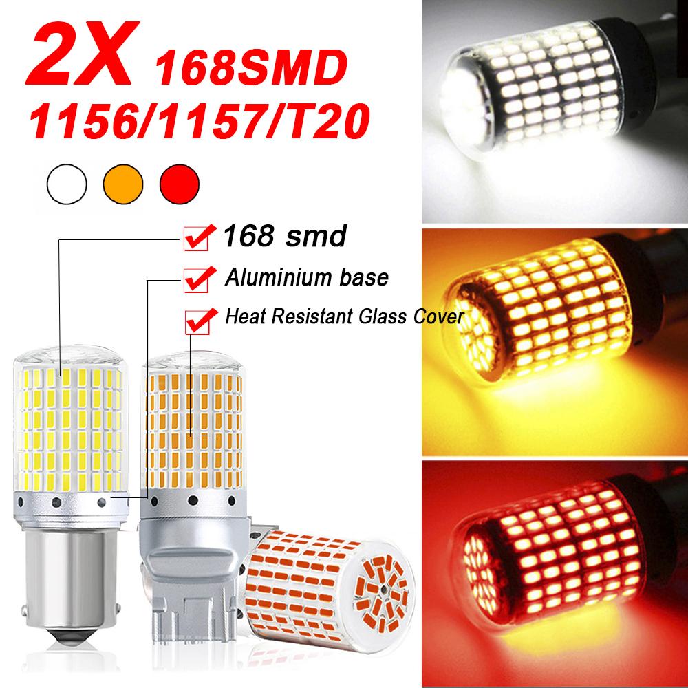2x 168LED P21W PY21W Автомобильная светодиодная лампа Ba15s 1156 Bau15s T20 WY21W W21W Высокомощная светодиодная сигнальная лампа Canbus Без ошибок Автоматический задний ход 2Pcs&7440 W21W WY21W T20