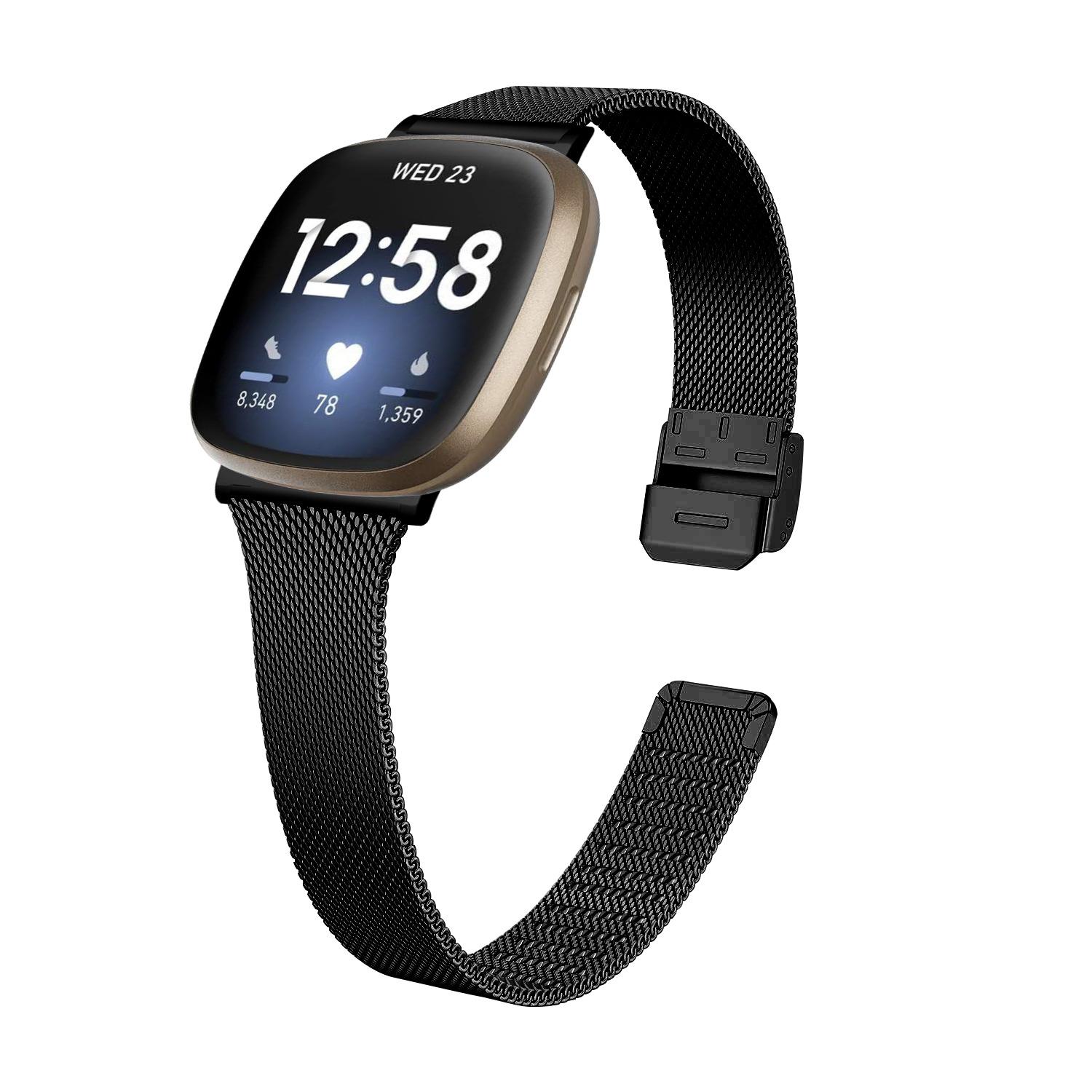 Fitbit Versa 3 4 Sense / 2 Band металлический ремешок для Fitbit Versa 2 Lite запястье миланский сменный браслет Fit Bit ремешок для часов Versa3 4 or Sense2 1 чёрный