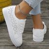 fashion Fashion Hollow Out Platform Sneakers Women Plus Size Lace Up PU Leather Flats Shoes Woman 2024 Autumn Non-Slip Casual Shoes 43