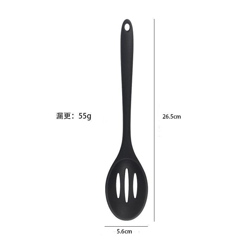 Kitchen cooking 8-piece set silicone all-inclusive spatula, spoon leak spatula filter spoon Missing update black