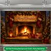 1Pcs Cozy Fireplace Stacked Gifts Holiday Decoration Background Winter Backdrop Decorations For Photo Studio Photo Booth Party