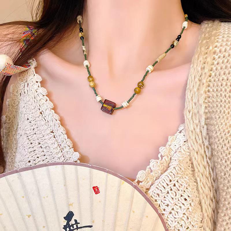 Ethnic Style Butterfly Camellia Flower Necklaces Vintage Long Sweater Chain For Women Girls Exquisite Necklace Jewelry Gifts