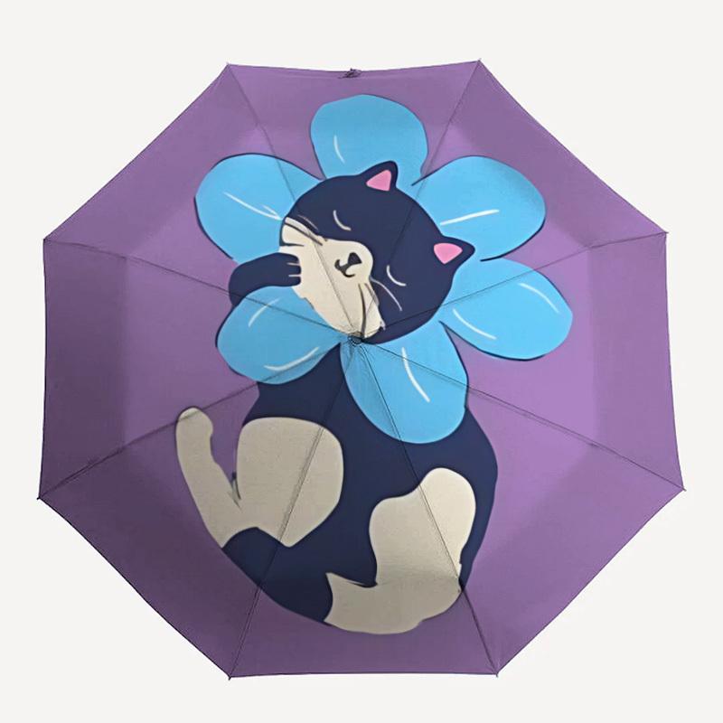 

1pc Cat Flower Automatic Open/close Folding Umbrella, Compact Portable Travel Umbrella,Durable Construction yy250814173