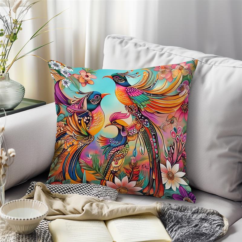 1Pc Birds Flowers Mexican Style Pillow Cover For Home Living Room Bedroom Sofa Office Decorative Pillowcase Soft Throw Pillows