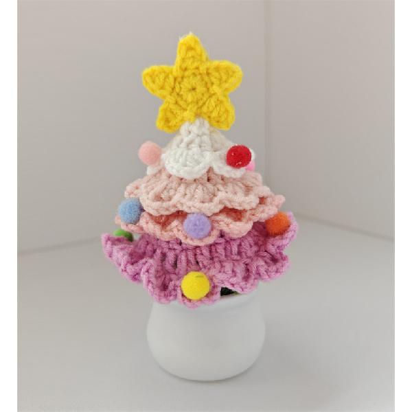 Handmade Crocheted Christmas Tree Wool Pot Shopping Mall Night Market Desktop Decoration