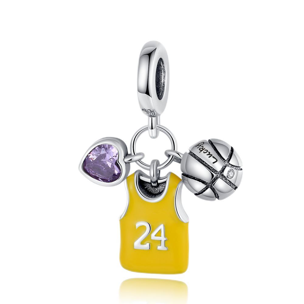 S925 Silver Sports Theme Handmade Jewelry Accessories Creative Baseball Soccer Basketball Pendant Charms