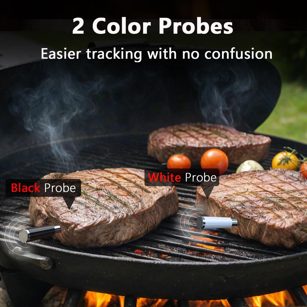 Wireless Meat Thermometer Bluetooth Magnetic IP67 Waterproof Dual Probes for Household Kitchen BBQ Cooking Grilling Thermometer