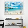 57*90cm 3D Beach Gull Hot Air Balloon False Window Wall Painting Living Room Bedroom Removable Wall Sticker Hoom Decor
