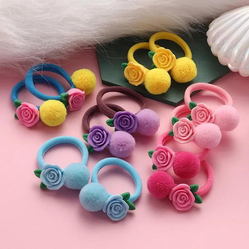 2 Stück Haaraccessoires Mädchen Elastique Cheveux Fille Gomas Elasticas Fellig Koreanisch Kinder Kleidung Hasenohren Scrunchie Stirnbänder