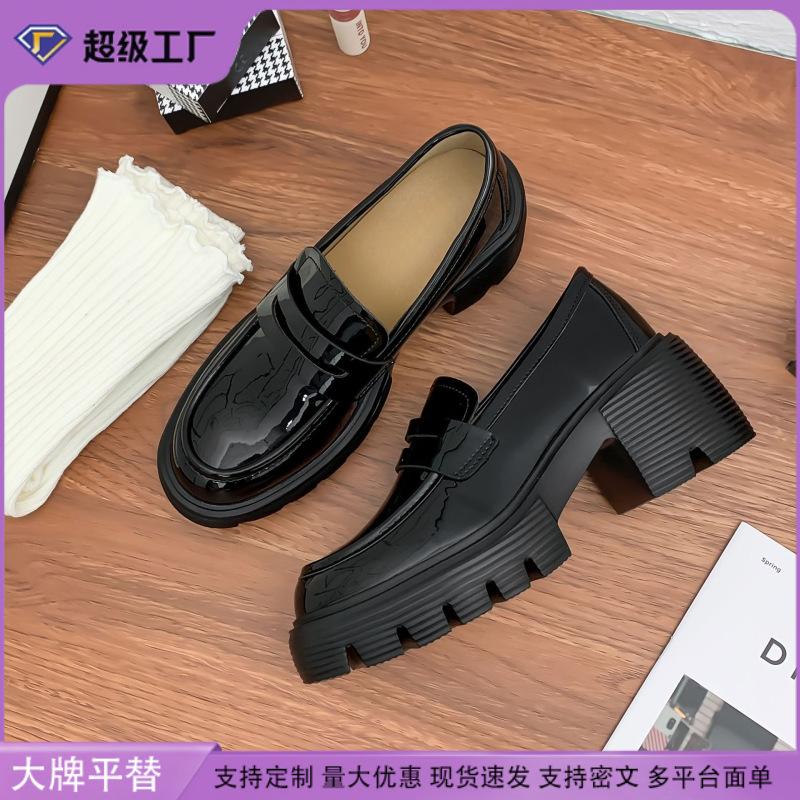 2025 Spring Festival new platform loafers for women, high-end wear, small height increase, uniform small leather shoes for women