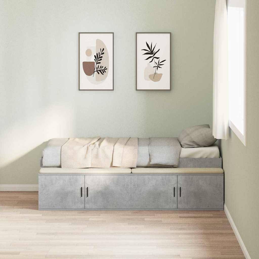 Bed Frame with Drawers Concrete Grey 80 x 200 cm Engineered Wood