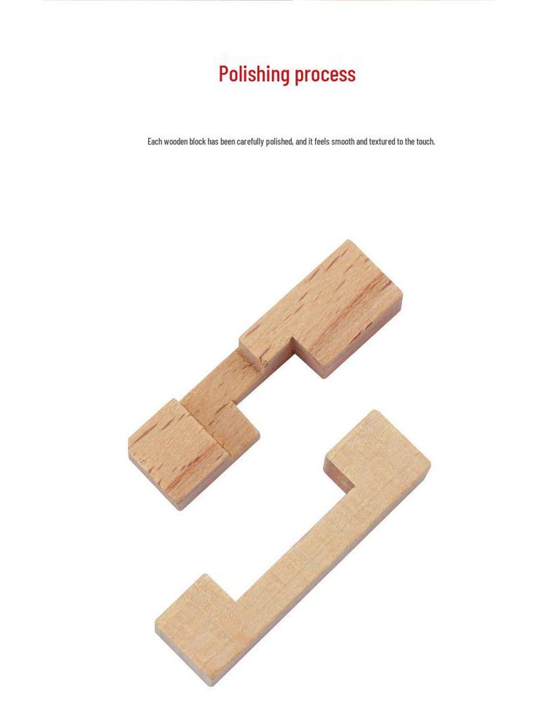 Mini Beechwood Kongming Lock & Luban Nine Ring Puzzle Set - Educational Brain Teaser for Kids & Students