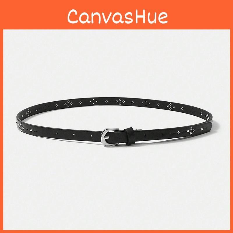 Color Simple Solid Rivet Decoration Women Casual Slim Waist Belt For Use Daily