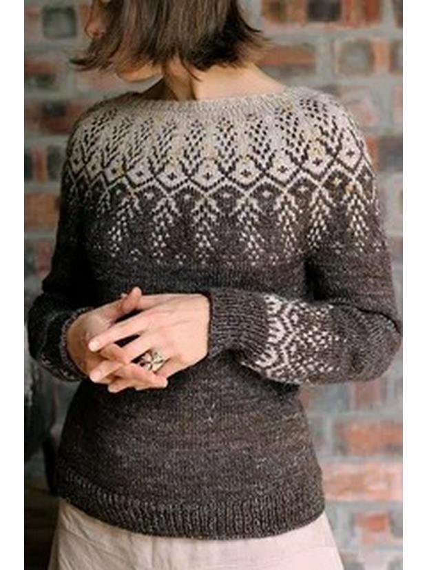 Women's Trendy Color Block Round Neck Knitted Sweater
