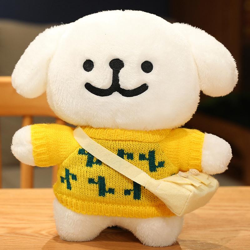 Cute Korean Maltese Dog Plush Toy Stuffed Soft Animal Cartoon Puppy Wear Clothes Pillow Birthday Christmas Gift for Kids