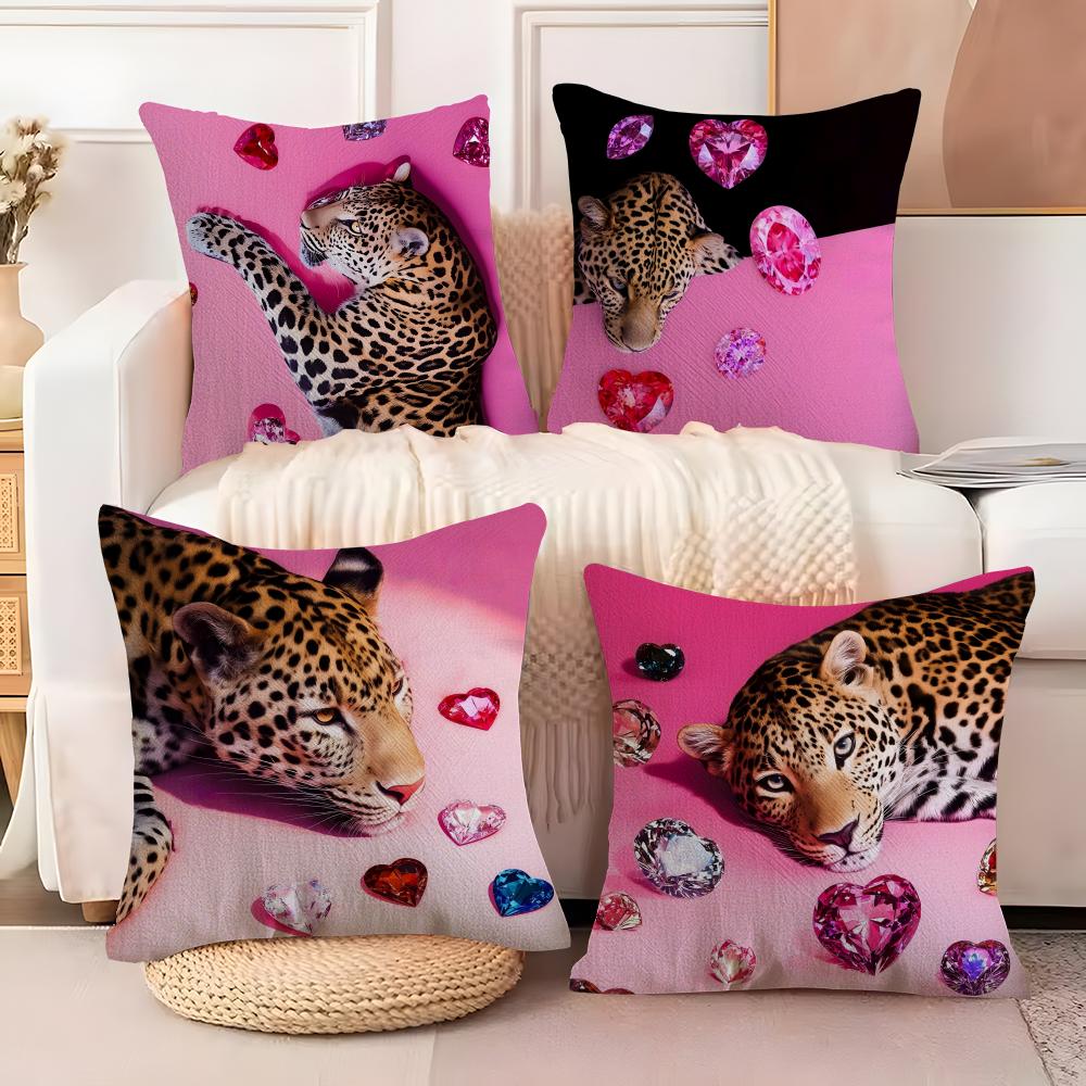 Naturally Beautiful Wild Leopard 1 Pillow Case Linen Pillow Case Sofa Home Decor Cushion Cover Cushion Cove
