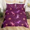 Lizard Warm Comforter Cover for Tens, Reptile Soft Duvet Cover Twin Sized Dimensions, Bohemian Paisley Batik Beding Set Exotic Animal Comfortable