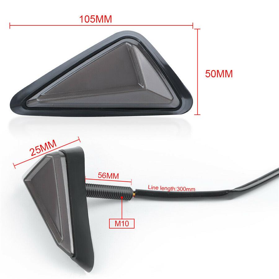 2pcs Motorcycle Triangle LED Turn SignalIndicator Light Braking Tail Light  Flush Mount For Yamaha Honda