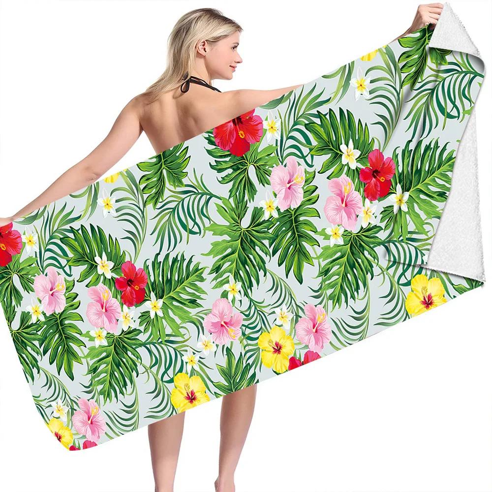Fruit Print Plants No Sand Free Quick Dry Beach Towel Surf Poncho Bath Summer Swimming Fitness Yoga Mat Travel Camping Women