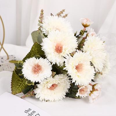 1 Bunch Artificial Chrysanthemum Silk Simulated Sunflower Bouquets Desktop Office Home Decoration DIY Handcraft Holding Flowers DIY Garden Craft