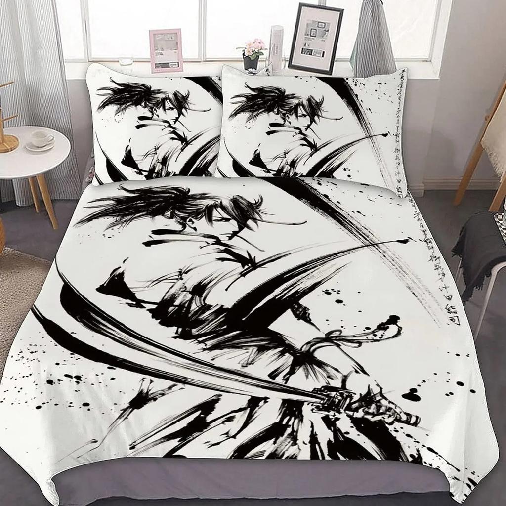 Tokyo Samurai King Queen Duvet Cover Japanese Style Bedding Set Asian Japanese Bushido Culture 3D Polyester Quilt Cover