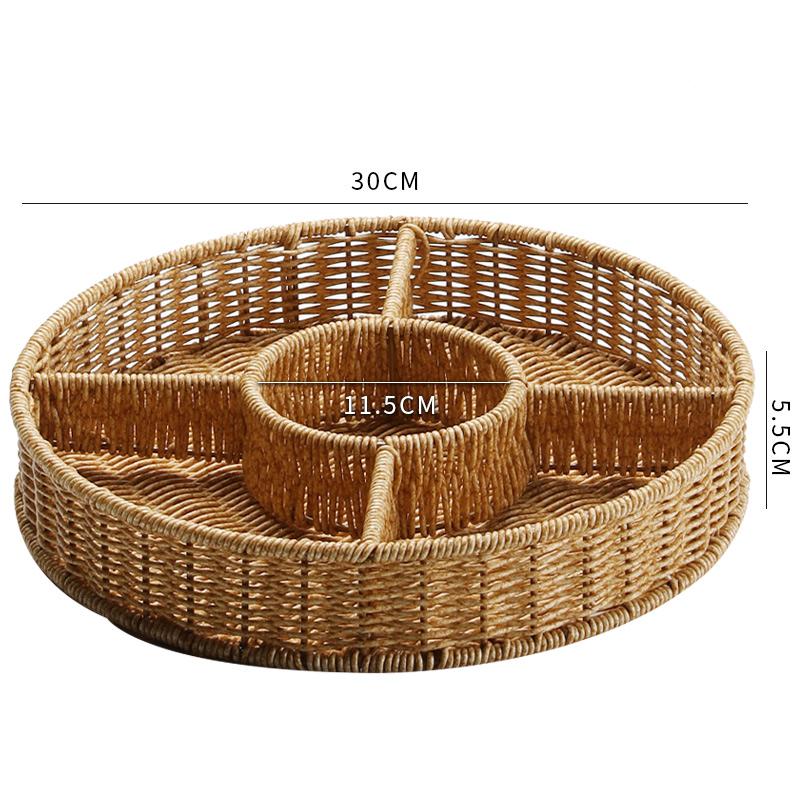 Imitation Rattan Storage Basket Fruit Basket Snack Tray Refreshment Tray Candy Box Dried Fruit Plate Fruit Plate Storage Box