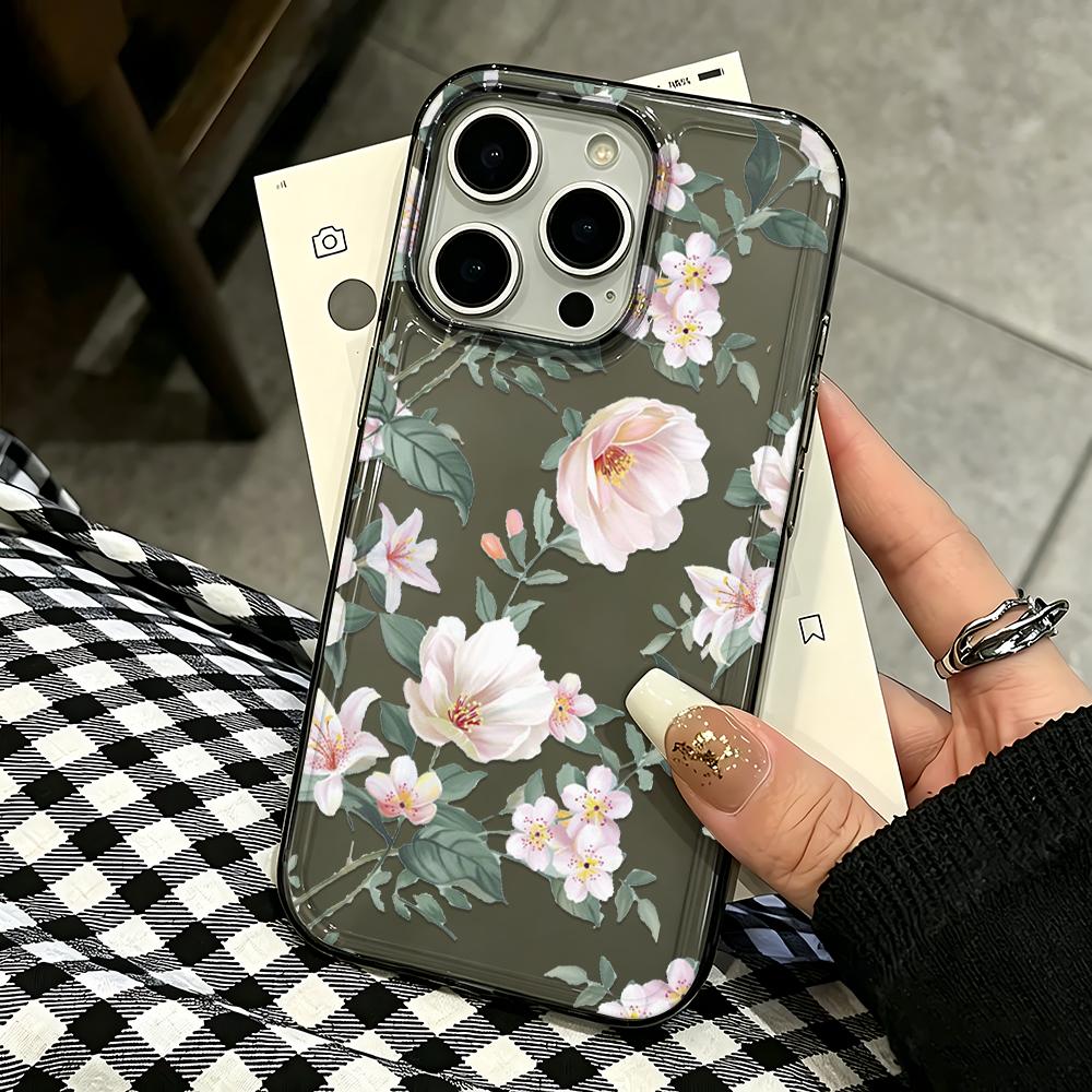 For Iphone 13 Pro Max Case Gentle Flowers Clear Cover For Iphone 15 Plus 16 14 17 Air 12 11 Back Cover Funda