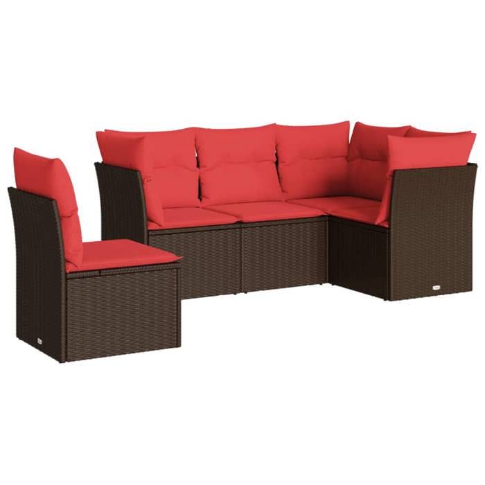VidaXL Garden Lounge Set with Cushions 5 Pcs, Sofas with Adjustable Feet, Outdoor Furniture Set Patio Terrace 3217644
