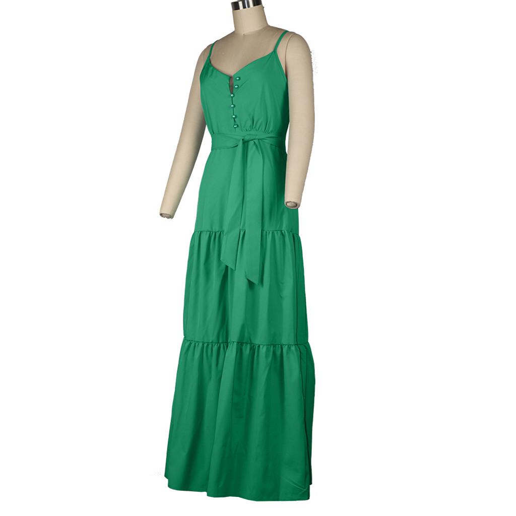 Fashion Women Summer Boho Sleeveless Strappy V-neck Bandage Party Beach Dress