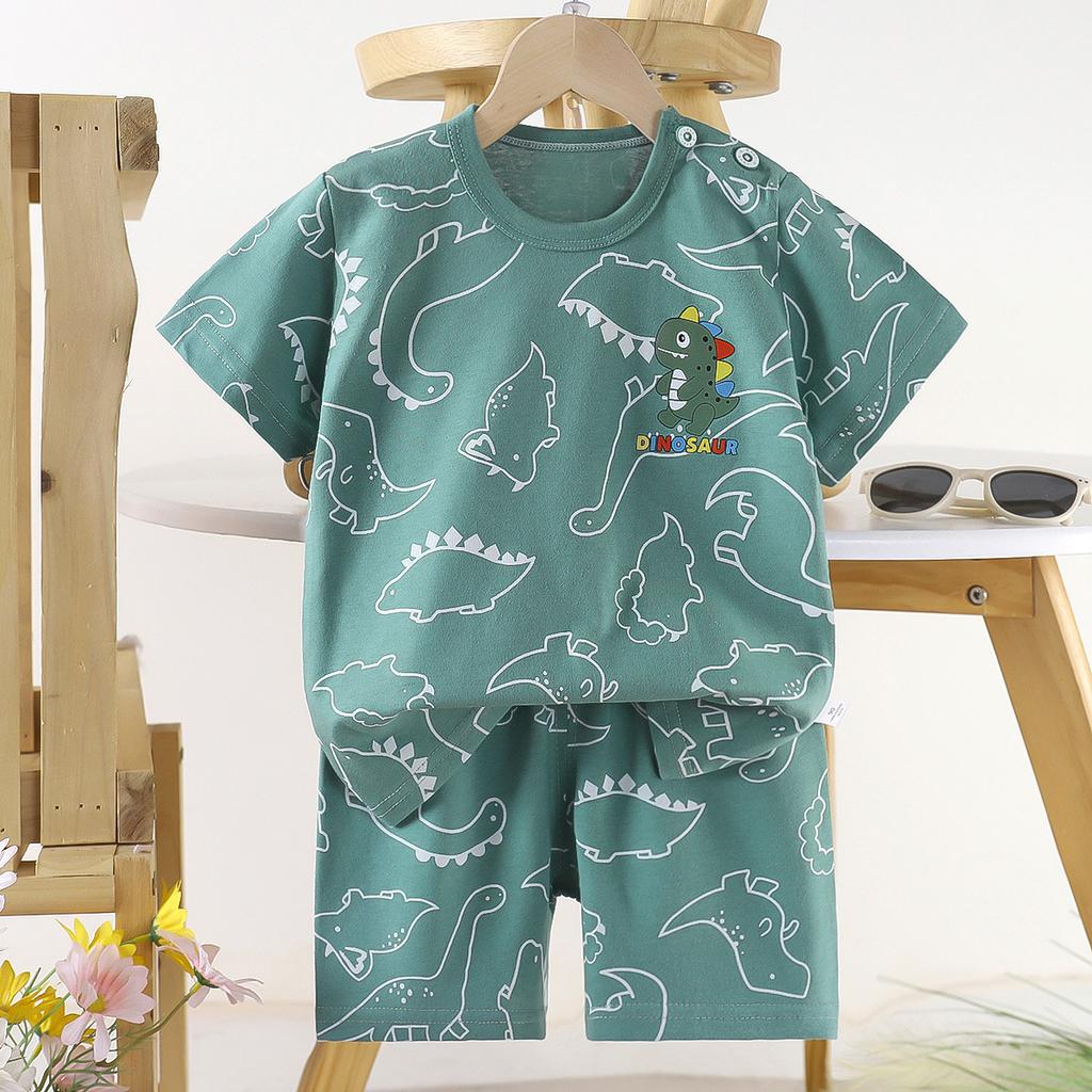 Set di Abbigliamento Estivo per Bambini Set T-shirt a Maniche Corte con Stampa di Animali Cartoni Animati Pantaloncini 2 Pezzi per Bambini e Bambine Morbido Cotone Abbigliamento Casual Quotidiano per Bambini
