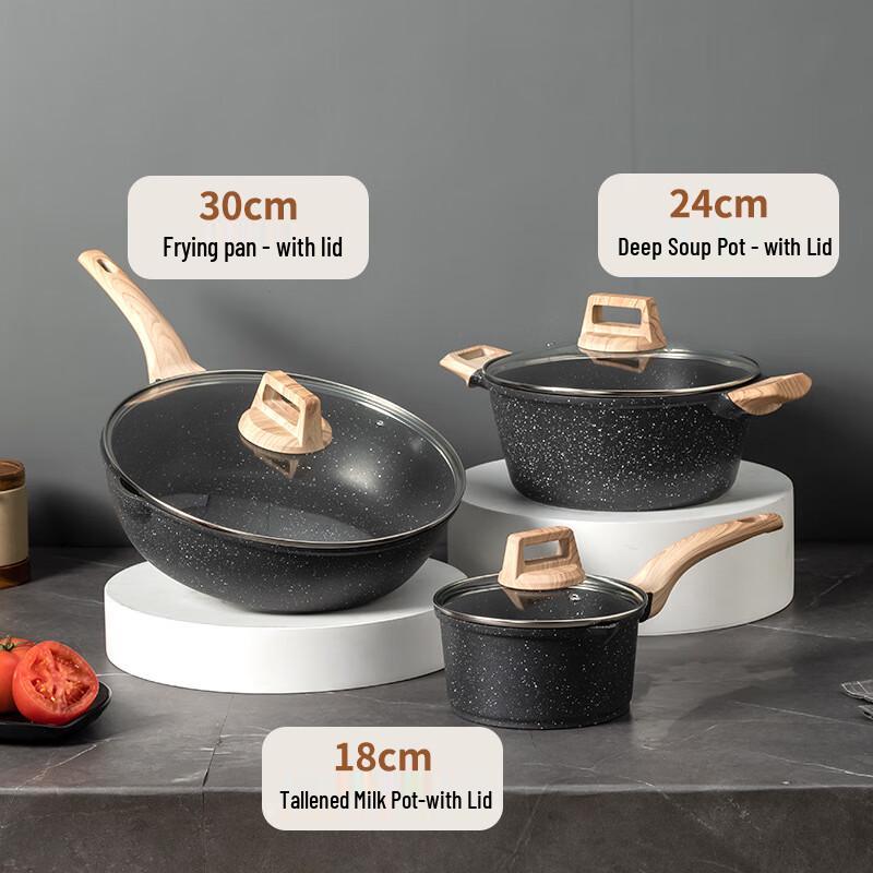 Maifan Stone Non-stick Kitchen 3-Piece Cookware Set